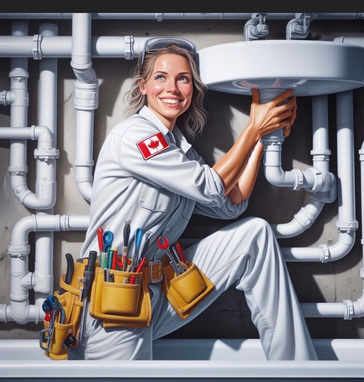 Professional inspector fixing pipes with tool belt - trusted by Houston investors and corporate enterprises