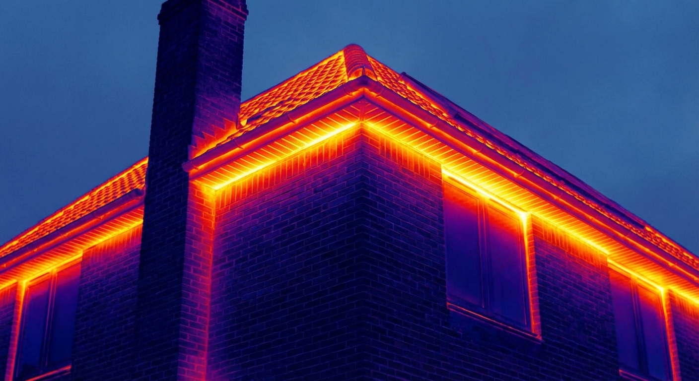 Infrared thermal image revealing construction defects missed by standard Houston building code inspections